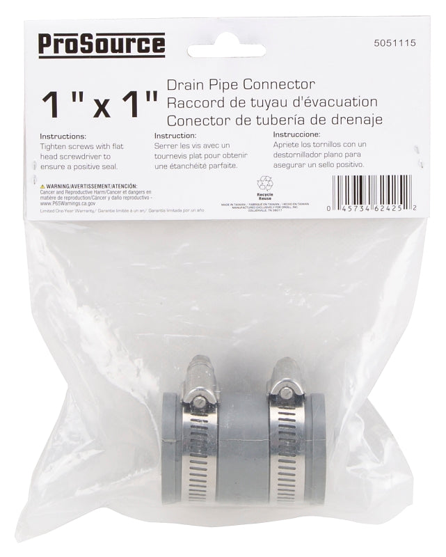 ProSource KJ-002 Coupling, 1 x 1 in, Any Drain Application that Uses Plastic, Cast Iron, Steel or Copper Drain Pipes