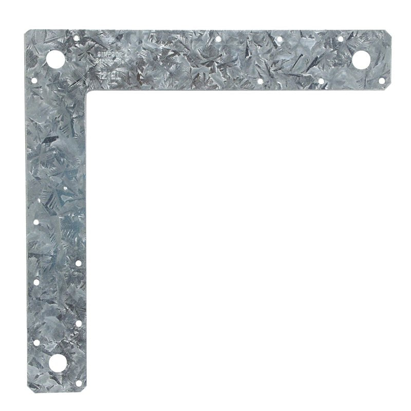 Simpson Strong-Tie 1212L L-Strap, 12 in L, 2 in W, Steel, Zinc Galvanized, Fastening Method: Bolt, Nail, Pack of 10