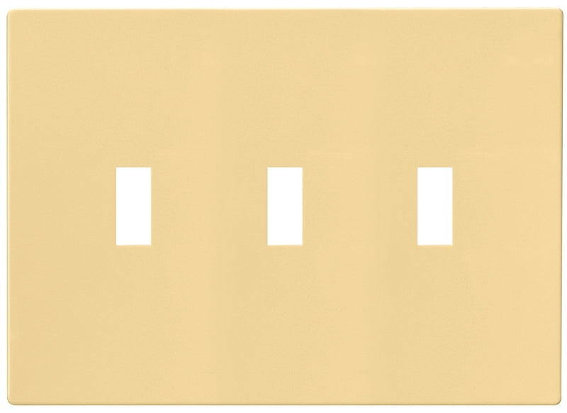 Eaton Wiring Devices PJS3V Wallplate, 4-7/8 in L, 6-3/4 in W, 3-Gang, Polycarbonate, Ivory, High-Gloss