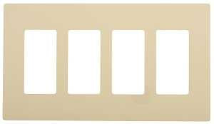 Eaton PJS Series PJS264LA Wallplate, 4-7/8 in L, 8.56 in W, 4-Gang, Polycarbonate, Light Almond, High-Gloss, Pack of 6