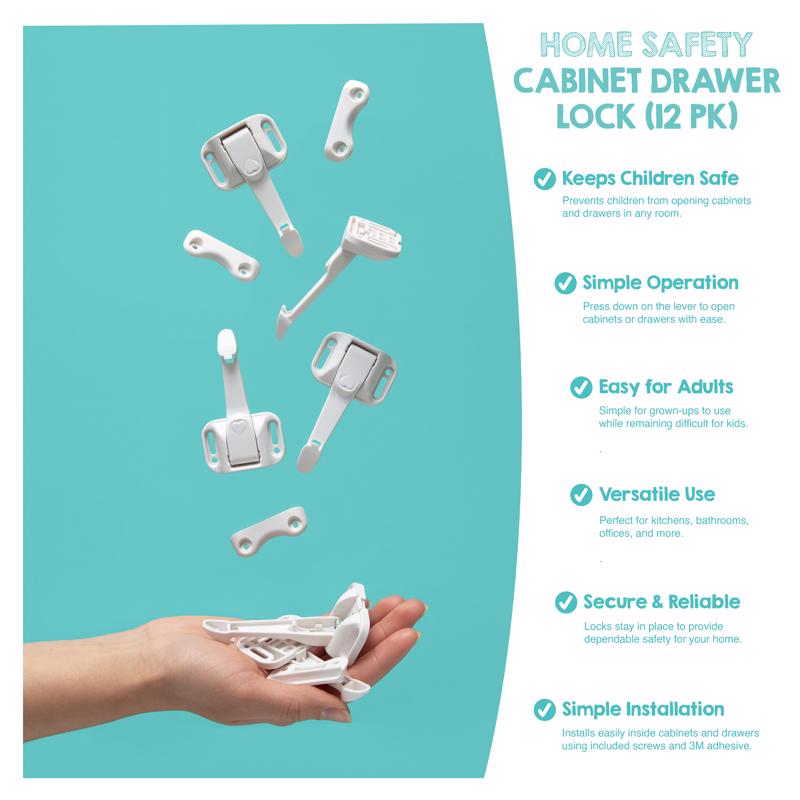 Regalo White Plastic Cabinet Locks 12 pk