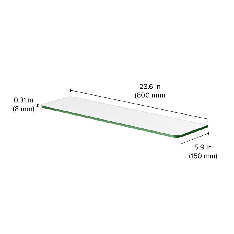 Dolle Glassline 0.31 in. H X 23.6 in. W X 5.9 in. D Clear Glass Shelf, Pack of 3