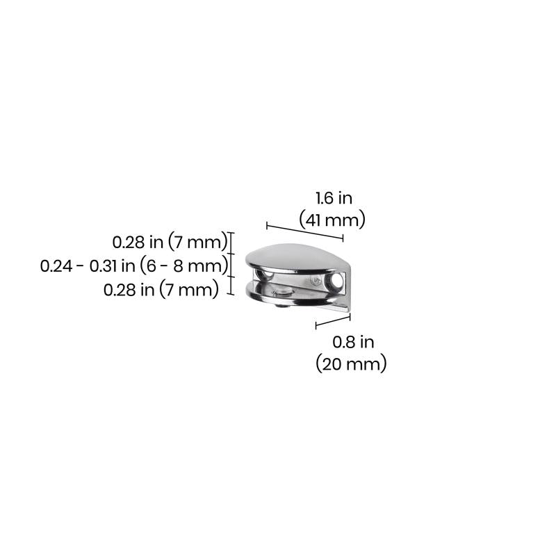 Dolle Flic 1.6 in. H X 1.6 in. W X 0.8 in. D Silver Metal Shelf Clips, Pack of 8