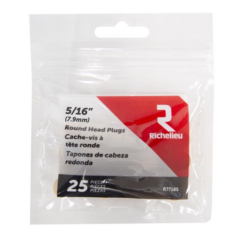 Richelieu Round Birch Head Plug 5/16 in. D X .32 in. L 25 pk Natural, Pack of 5