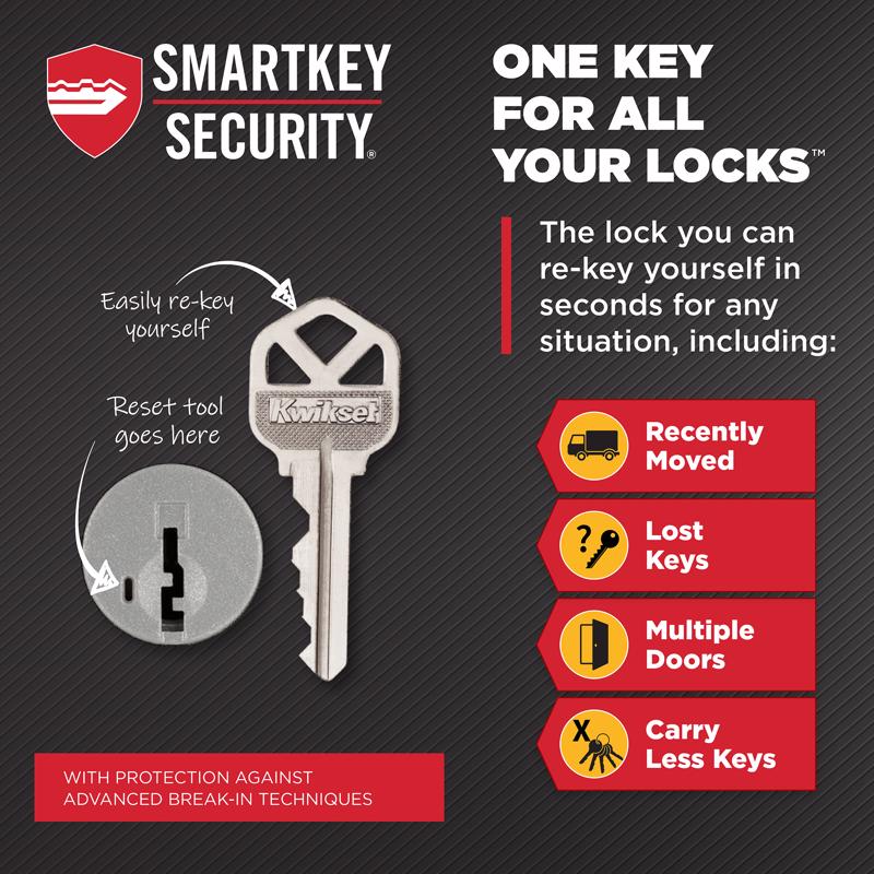 Kwikset Smartkey Security Matte Black Keyed Entry Lever KW1 1-3/4 in.