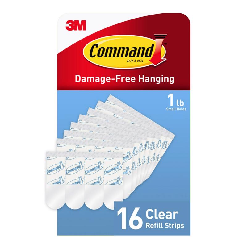 3M Command Small Plastic Refill Strips 2.12 in. L 16 pk, Pack of 6