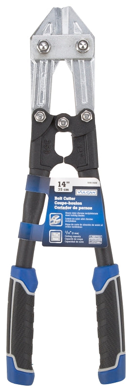 Vulcan JL-WD-0614 Bolt Cutter, 5 mm Cutting Capacity, Chrome Molybdenum Steel Jaw, 14 in OAL, Black/Blue Handle