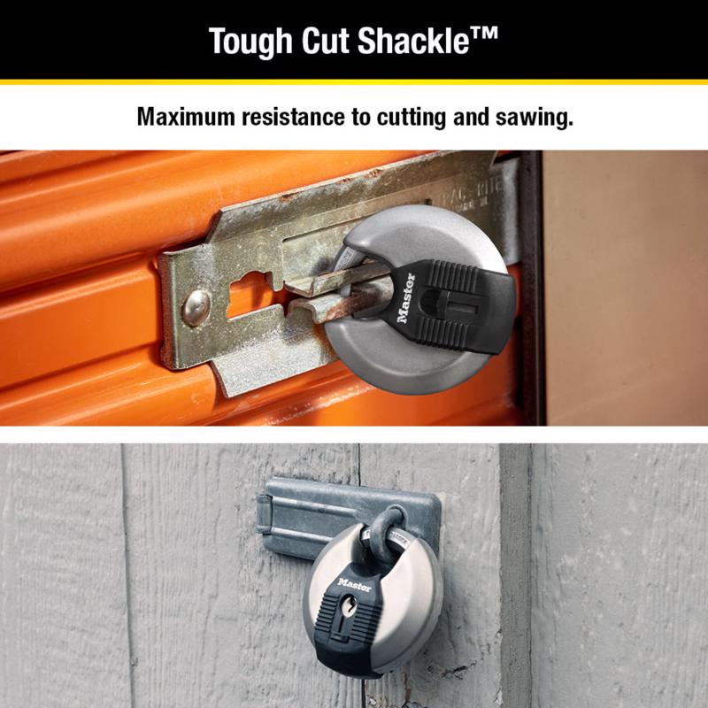 Master Lock 3-1/8 in. W Stainless Steel 4-Pin Cylinder Disk Padlock