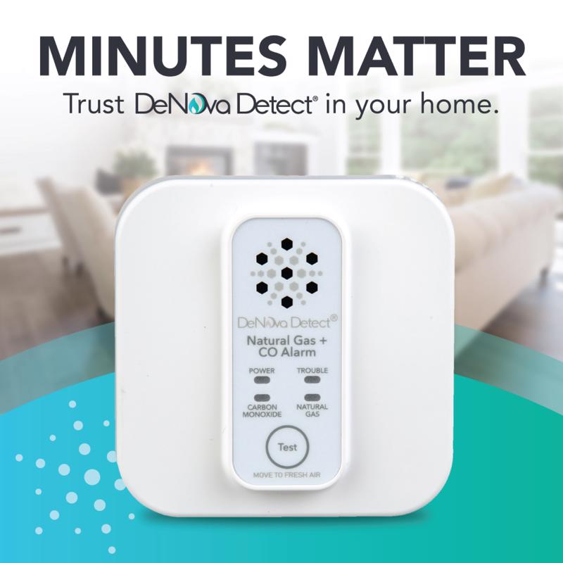 DeNova Detect 10-Year Battery-Powered MEMS Gas and Carbon Monoxide Alarm