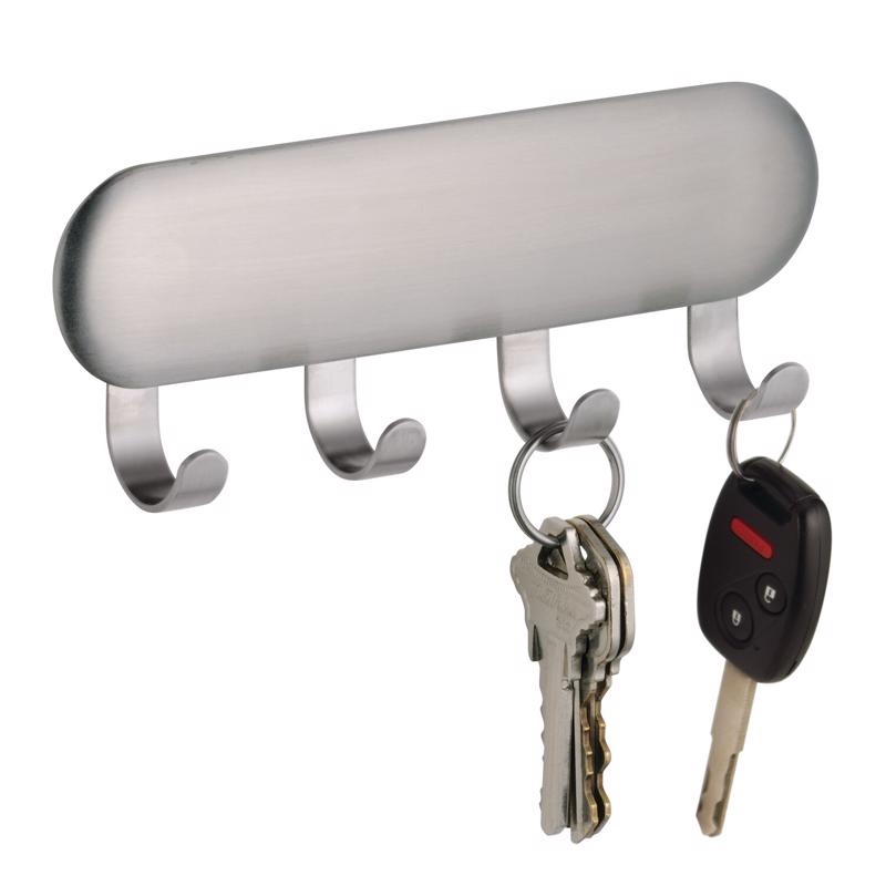 iDesign 4 Hook Brushed Stainless Steel Storage Hook/Strap 1 pk