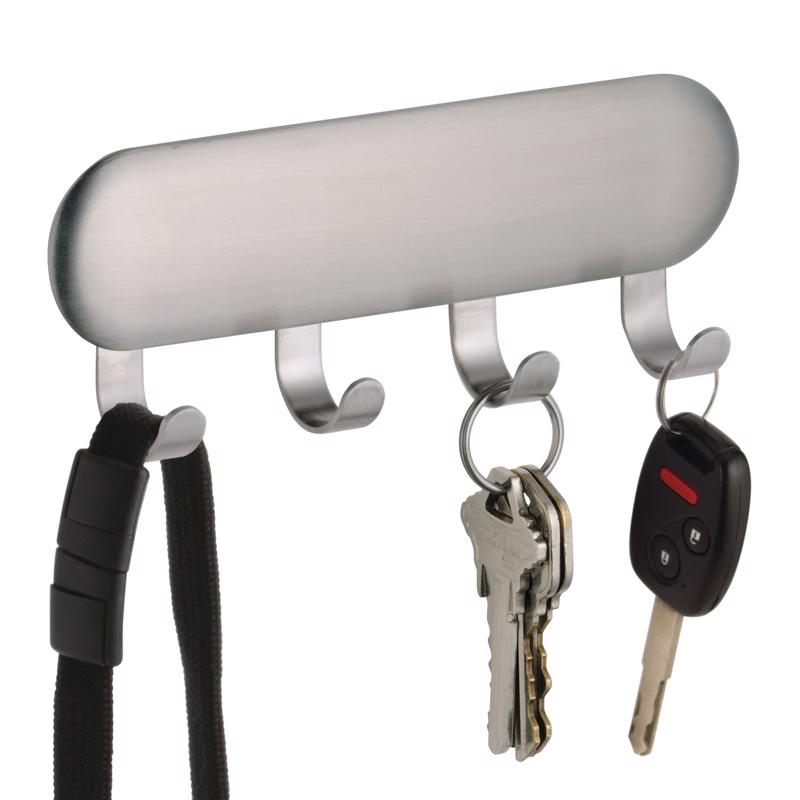 iDesign 4 Hook Brushed Stainless Steel Storage Hook/Strap 1 pk