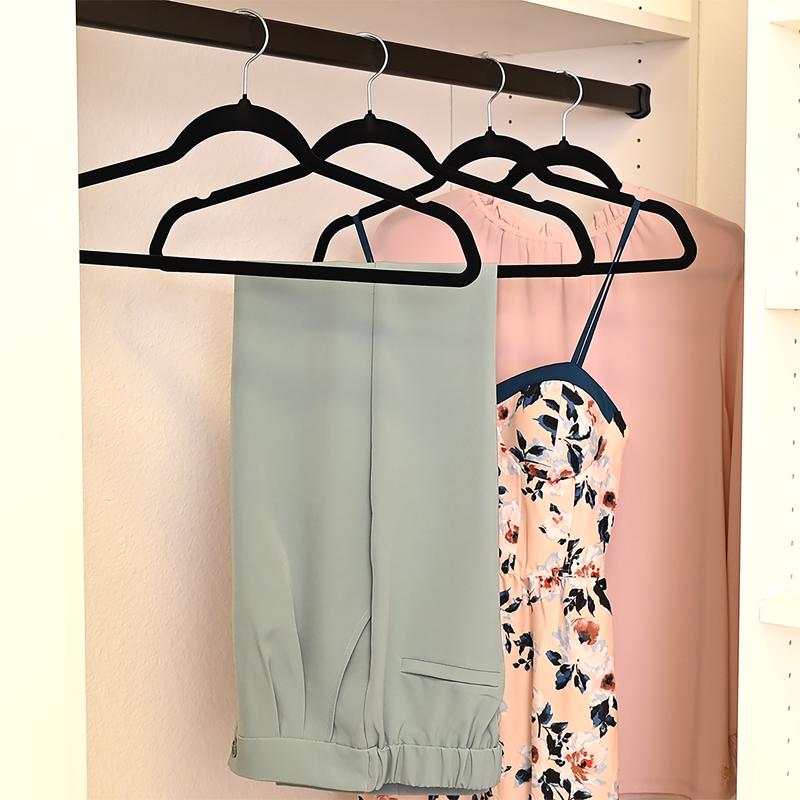ClosetSelect 9.12 in. H X 17.2 in. W Plastic Black Flocked Hanger 5 pk