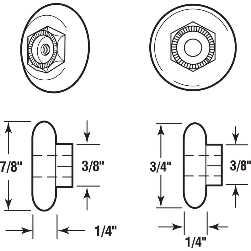 Prime-Line 7/8 in. D X 1 in. L White Nylon/Steel Shower Door Roller 4 pk, Pack of 6