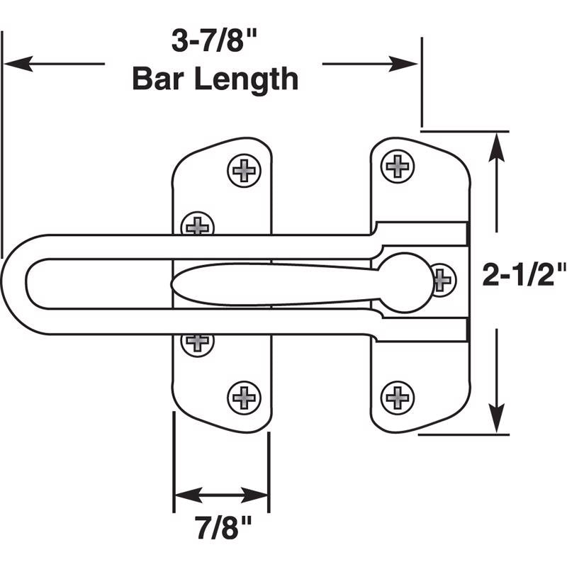 Prime-Line 2.5 in. H X 3.88 in. L Black Metal Door Guard, Pack of 6