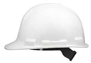 Safety Works SWX00344 Hard Hat, White, 4-Point Textile Suspension, HDPE Shell, Class: E, Slip Ratchet Adjustment Type