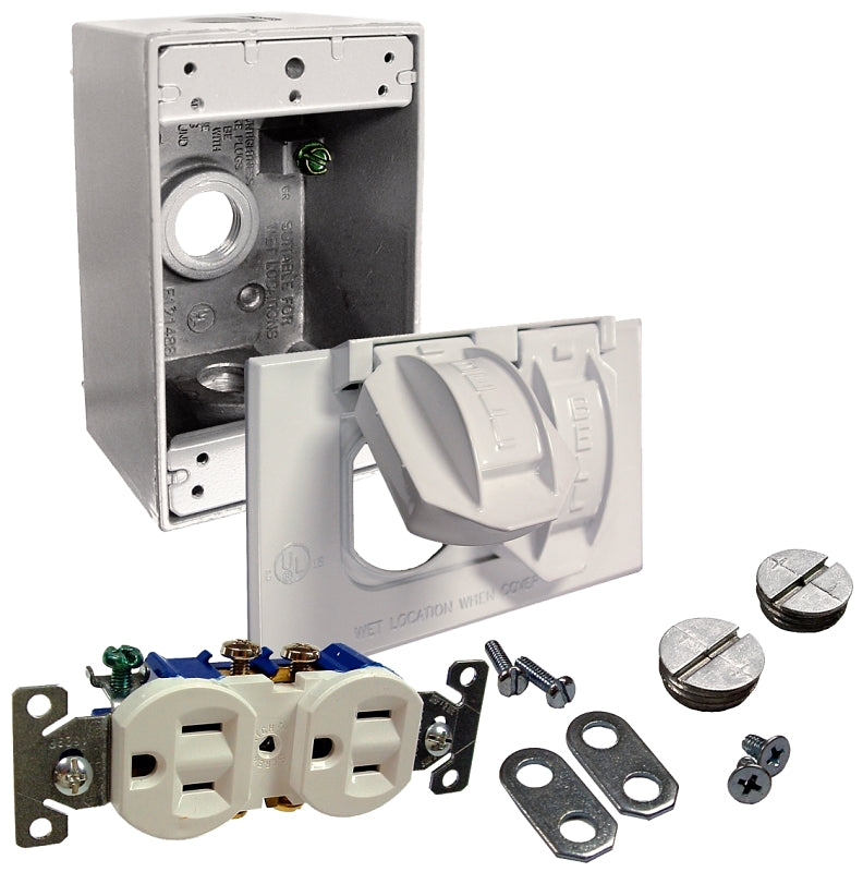 Bell Outdoor 5839-6WRTR Cover Kit, Die-Cast Aluminum, Includes: Box, Cover, Duplex Receptacle, Gasket, Mounting Hardware