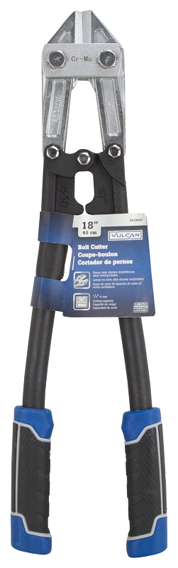 Vulcan JL-WD-0618 Bolt Cutter, 6 mm Cutting Capacity, Chrome-Molybdenum Steel Jaw, 18 in OAL, Black/Blue Handle