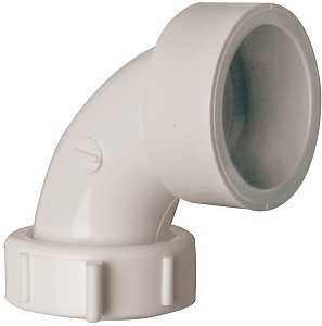 Plumb Pak PP55-11 Sink Trap Pipe Elbow, 1-1/2 in, Solvent Weld, 90 deg Angle, PVC, White
