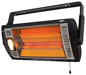 PowerZone QGW15-602 Ceiling-Mounted Dual Quartz Heater, 12.5 A, 120 V, 1500 W, Black