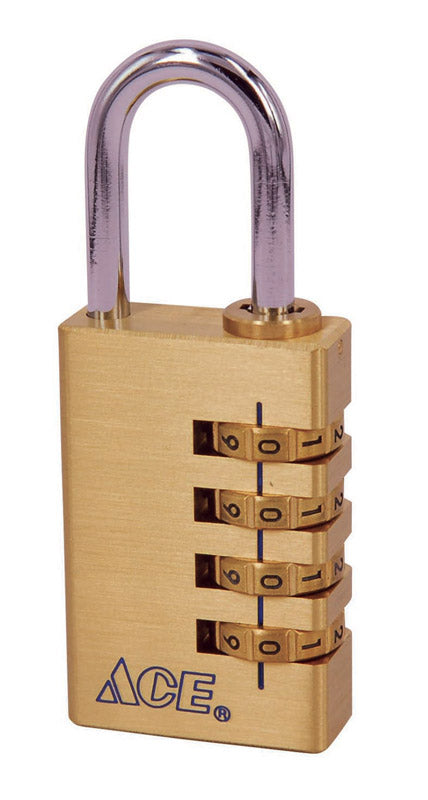 Ace 1-7/8 in. H X 1-1/4 in. W X 1/2 in. L Brass 4-Dial Combination Padlock