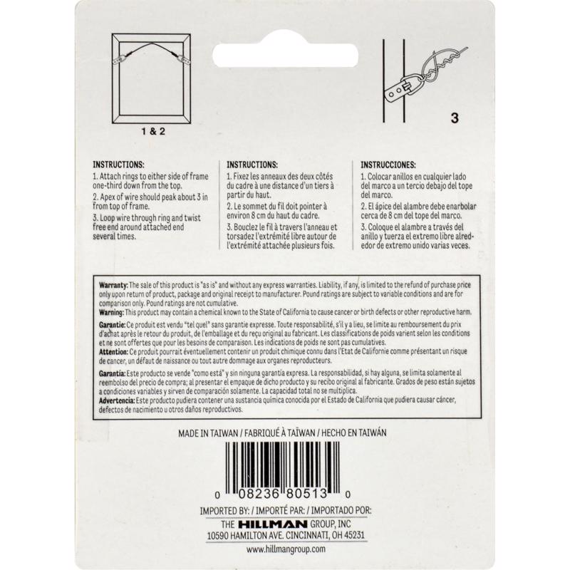 HILLMAN Steel-Plated Silver Braided Picture Wire 20 lb 1 pk, Pack of 10