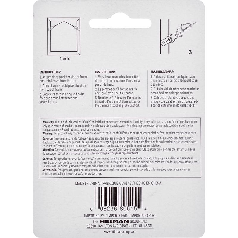 HILLMAN Steel-Plated Silver Braided Picture Wire 30 lb 1 pk, Pack of 10