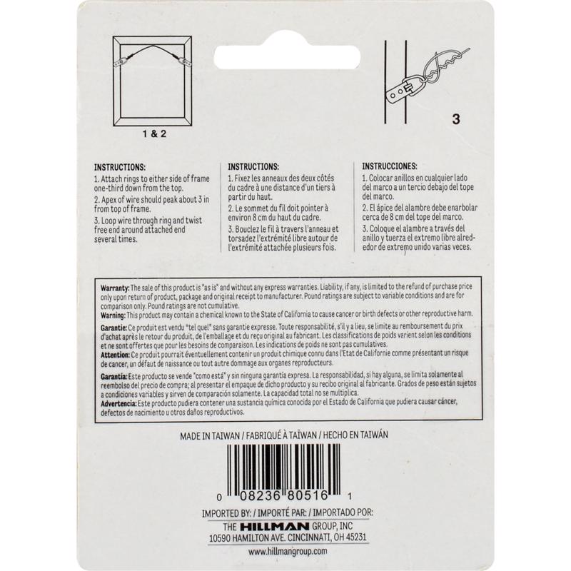 HILLMAN Steel-Plated Silver Braided Picture Wire 40 lb 1 pk, Pack of 10