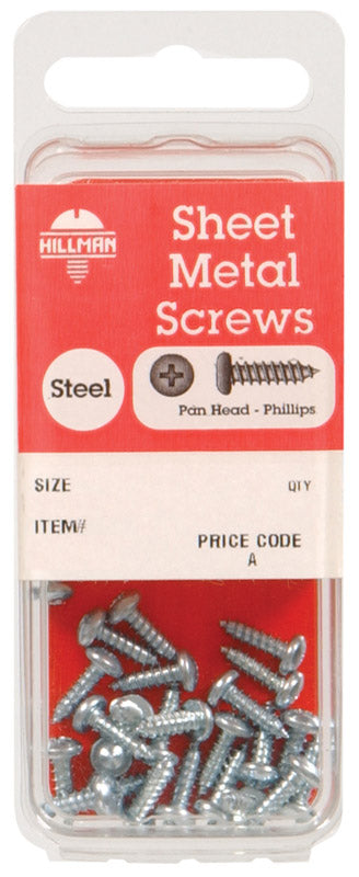 HILLMAN No. 12 X 1-1/4 in. L Phillips Pan Head Sheet Metal Screws 6 pk, Pack of 10