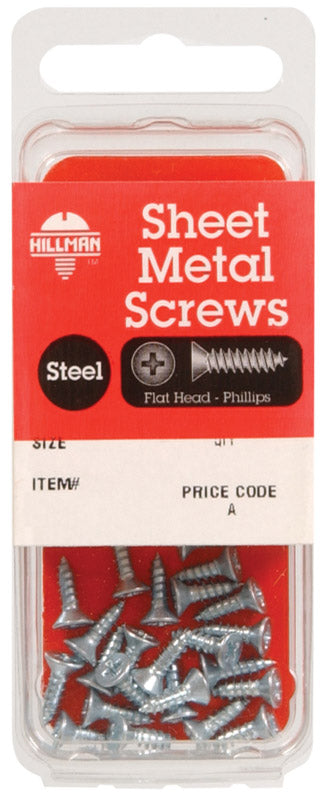 HILLMAN No. 10 X 1-1/4 in. L Phillips Flat Head Sheet Metal Screws 8 pk, Pack of 10