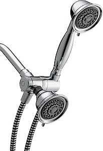 Waterpik PowerSpray+ Series VAT-313E-343DE Dual Showerhead System, 1.8 gpm, 6-Spray Function, Polished Chrome