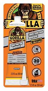 Gorilla 8020002 Construction Adhesive, White, 2.5 oz