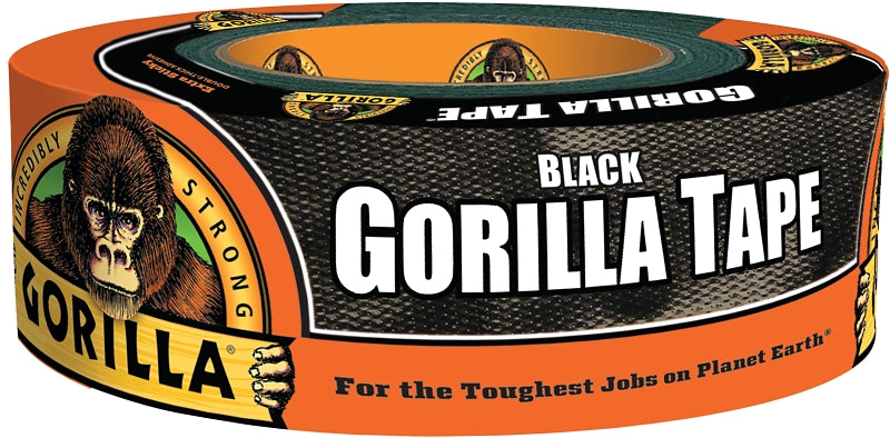 Gorilla 105629 Duct Tape, 30 yd L, 1.88 in W, Polyethylene-Coated Cloth Backing, Black