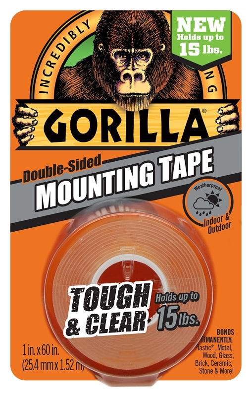 Gorilla 6065003 Mounting Tape, Double Sided, 60 in L, 1 in W