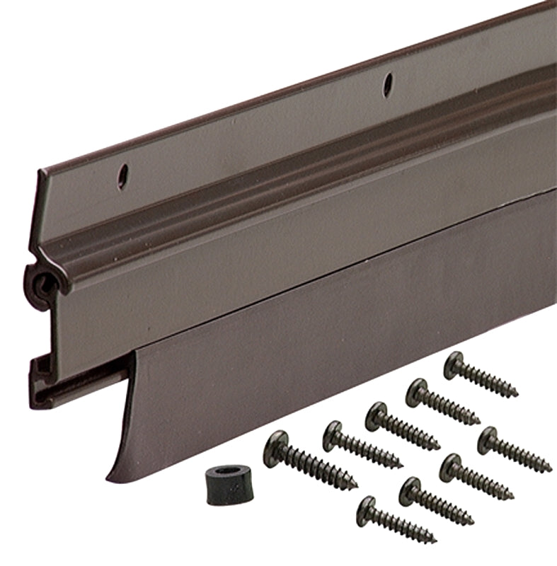 M-D Flex-O-Matic Series 07153 Door Sweep, 36 in L, 3/8 in W, Aluminum Flange, Vinyl Insert