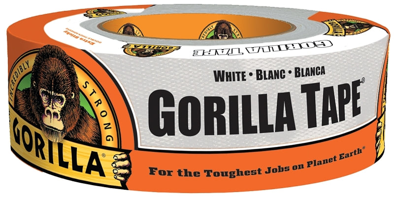 Gorilla 6010002 Duct Tape, 10 yd L, 1.88 in W, Polyethylene-Coated Cloth Backing, White
