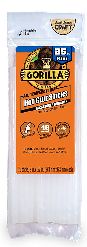 Gorilla 3022502 Hot Glue Stick, Clear, Pack of 4