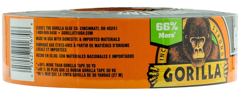 Gorilla 108084 Duct Tape, 50 yd L, 1.88 in W, Black