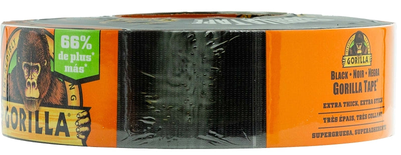 Gorilla 108084 Duct Tape, 50 yd L, 1.88 in W, Black