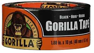 Gorilla All Weather 110418 Permanent Tape, Roll, 10 yd L, 1.88 in W, Polyethylene, Black