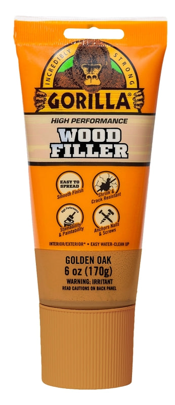 Gorilla 112125 Wood Filler, Golden Oak, 6 oz Tube