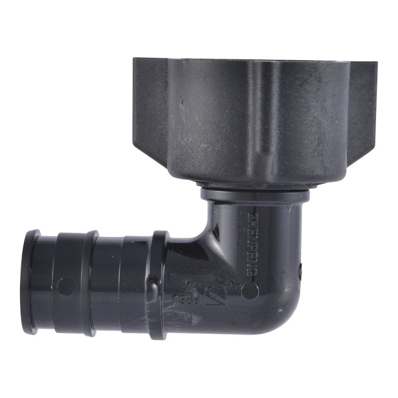 SharkBite UA532A5 Swivel Pipe Elbow, 1/2 in, Barb x NPSM, 90 deg Angle, Acudel Polymer, Black, 150 to 160 psi Pressure