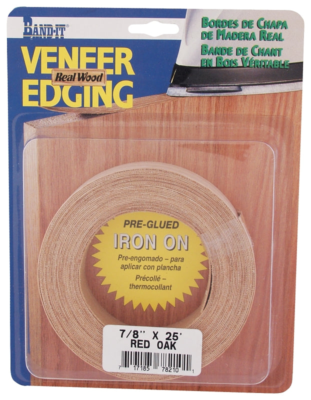 Cloverdale 78210 Edge Banding, 25 ft L Actual, 7/8 in W Actual, Red Oak