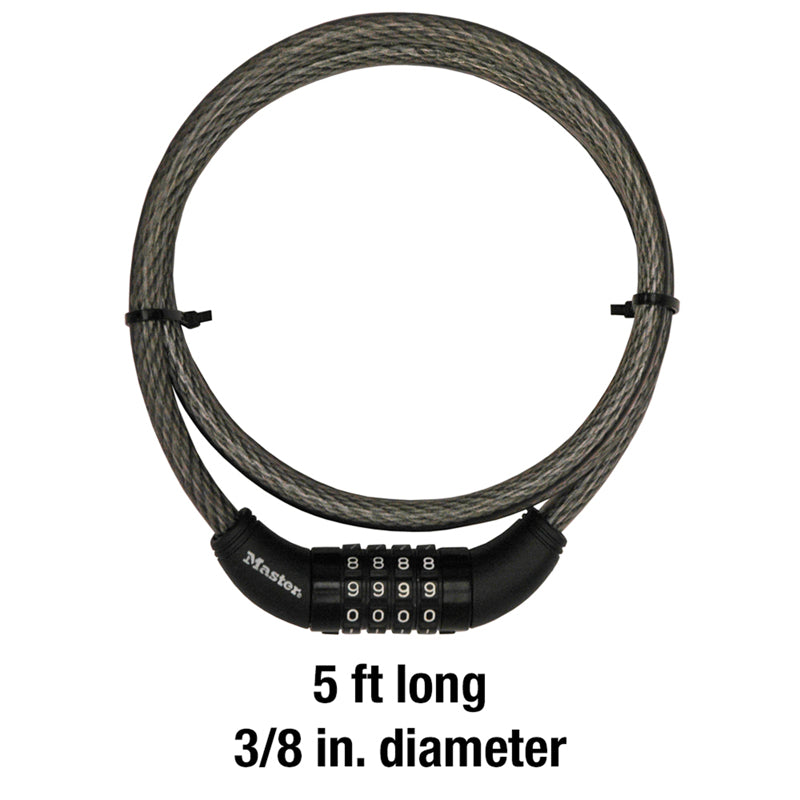 Master Lock 3/8 in. D X 60 in. L Vinyl Coated Steel Locking Cable