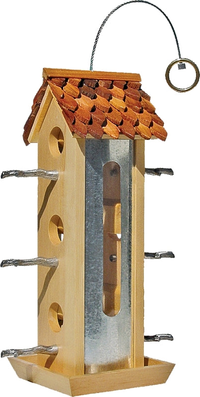 Perky-Pet 50171 Tin Jay Wood Bird Feeder, 2 lb, Fir Wood, Hanging, Pole, Pack of 2