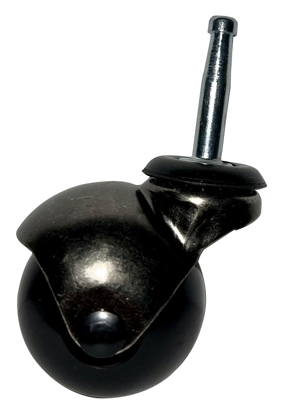 Dh Casters C-H20S1AB Ball Caster, Stem and Wood Socket Mounting, 4 in H Dimensions, 2 in Dia Wheel, Rubber Wheel, 90 lb