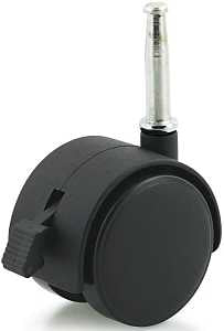 Dh Casters C-T20S1BKB Swivel Caster with Brake, Stem and Socket Mounting, 2-3/8 in H Dimensions, 2 in Dia Wheel, Black