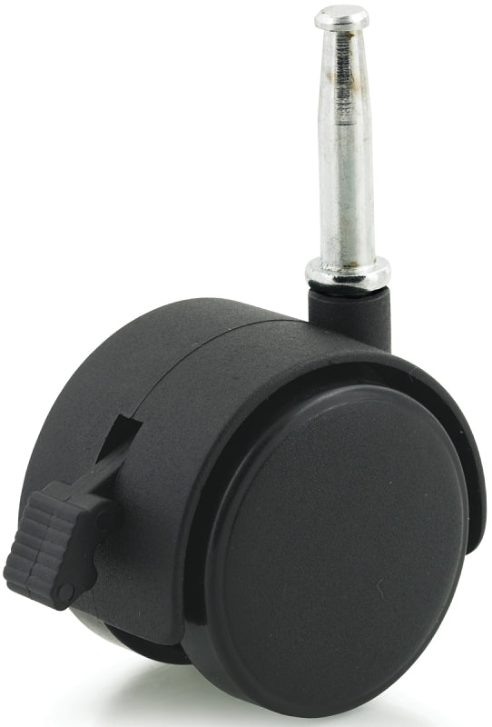 Dh Casters C-T20S1BKB Swivel Caster with Brake, Stem and Socket Mounting, 2-3/8 in H Dimensions, 2 in Dia Wheel, Black