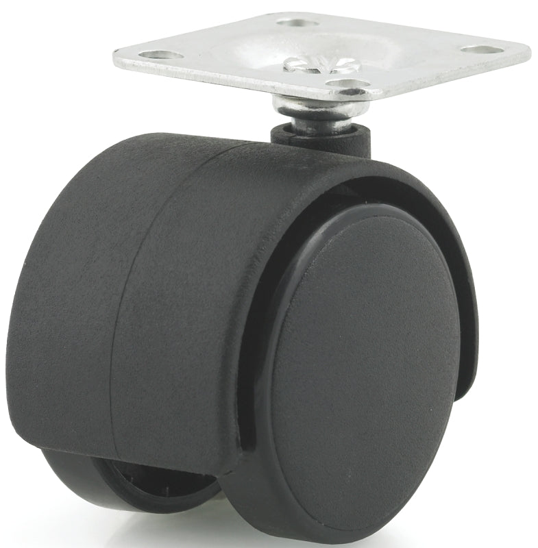 Dh Casters C-T15P1BK Swivel Caster, 1-1/2 x 1-1/2 in Plate, 1-3/4 in H Dimensions, 1-1/2 in Dia Wheel, Plastic Wheel