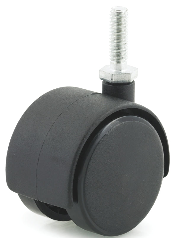 Dh Casters C-T20T1BK Swivel Caster, Threaded Mounting, 2-3/8 in H Dimensions, 2 in Dia Wheel, Plastic Wheel, Black