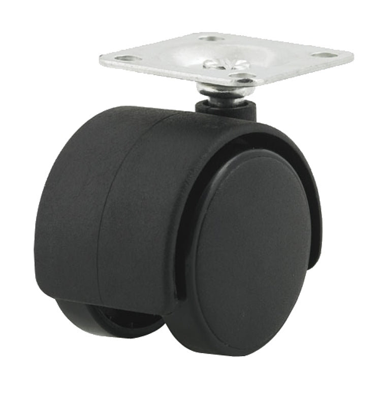 Dh Casters C-T20P1BK Swivel Caster, 1-1/2 x 1-1/2 in Plate, 2-3/8 in H Dimensions, 2 in Dia Wheel, Plastic Wheel
